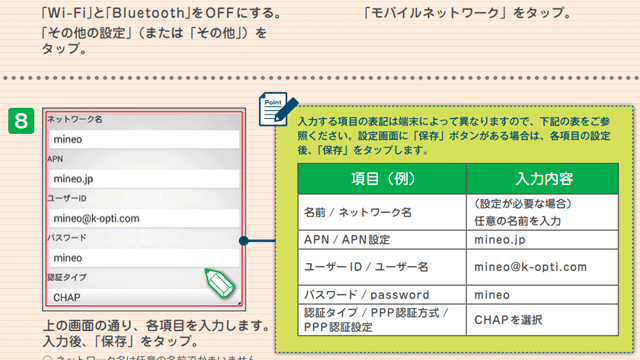 mineo Android 取扱説明書